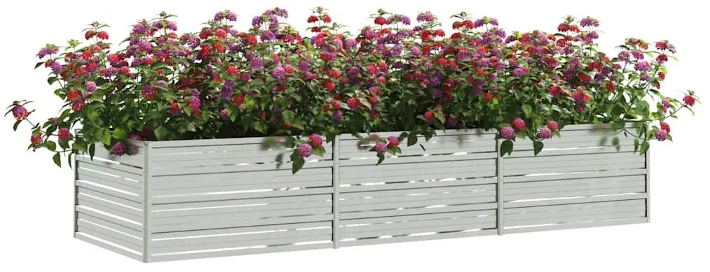 vidaXL Ζαρντινιέρα Υπερυψωμένη Ασημί 240x80x45 εκ. Γαλβανισμ. Χάλυβας