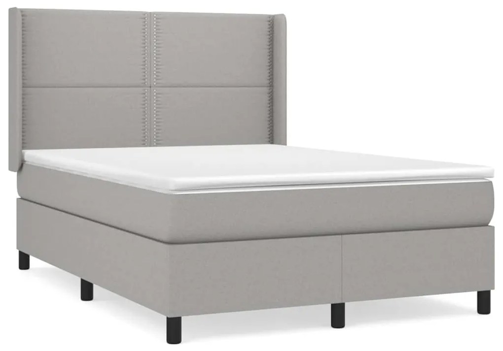 vidaXL Κρεβάτι Boxspring με Στρώμα Ανοιχτό Γκρι 140x200 εκ. Υφασμάτινο