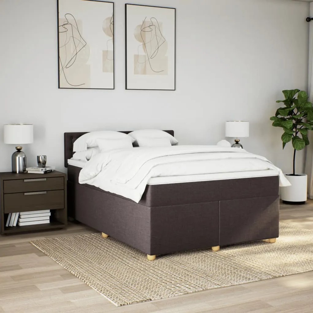 ΚΡΕΒΑΤΙ BOXSPRING ΜΕ ΣΤΡΩΜΑ ΣΚΟΥΡΟ ΚΑΦΕ 160X200 ΕΚ ΥΦΑΣΜΑΤΙΝΟ 3286748