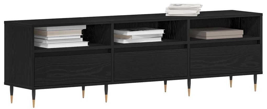 vidaXL Ντουλάπα τηλεόρασης Μαύρο Δρυς 150x30x44,5 εκ Κατασκευασμένο ξύλο