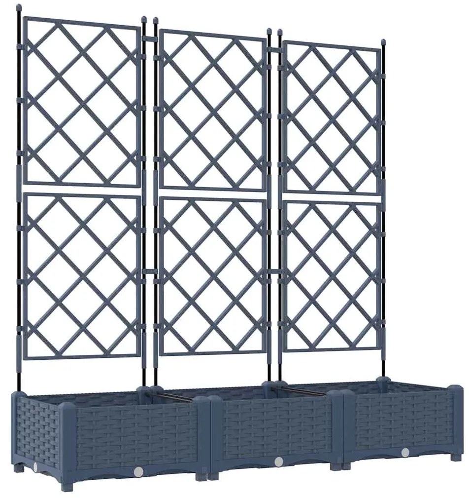 vidaXL Κηποτινάκι με Τρέλα 3 pcs Γκρι 120 x 40 x 125.5 εκ. PP