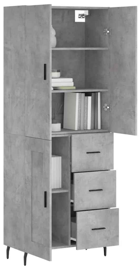 vidaXL Ντουλάπι Γκρι Σκυροδέματος 69,5x34x180 εκ. Επεξεργασμένο Ξύλο