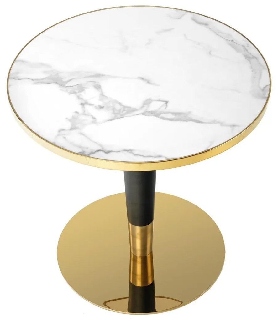 Τραπέζι Houston 1532, Λευκό μάρμαρο, Χρυσό, Μαύρο, 74cm, 26 kg, Κεραμικός, Μέταλλο | Epipla1.gr