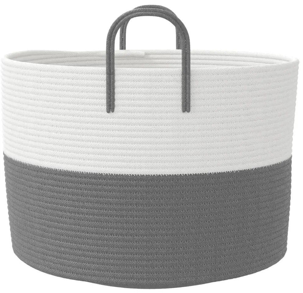 vidaXL Καλάθι Αποθήκευσης Γκρι και Λευκό Ø51 x 33 εκ. Βαμβακερό