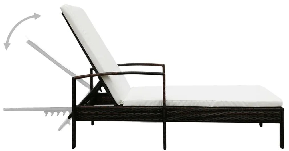 vidaXL Ξαπλώστρα Καφέ από Συνθετικό Ρατάν με Μαξιλάρι