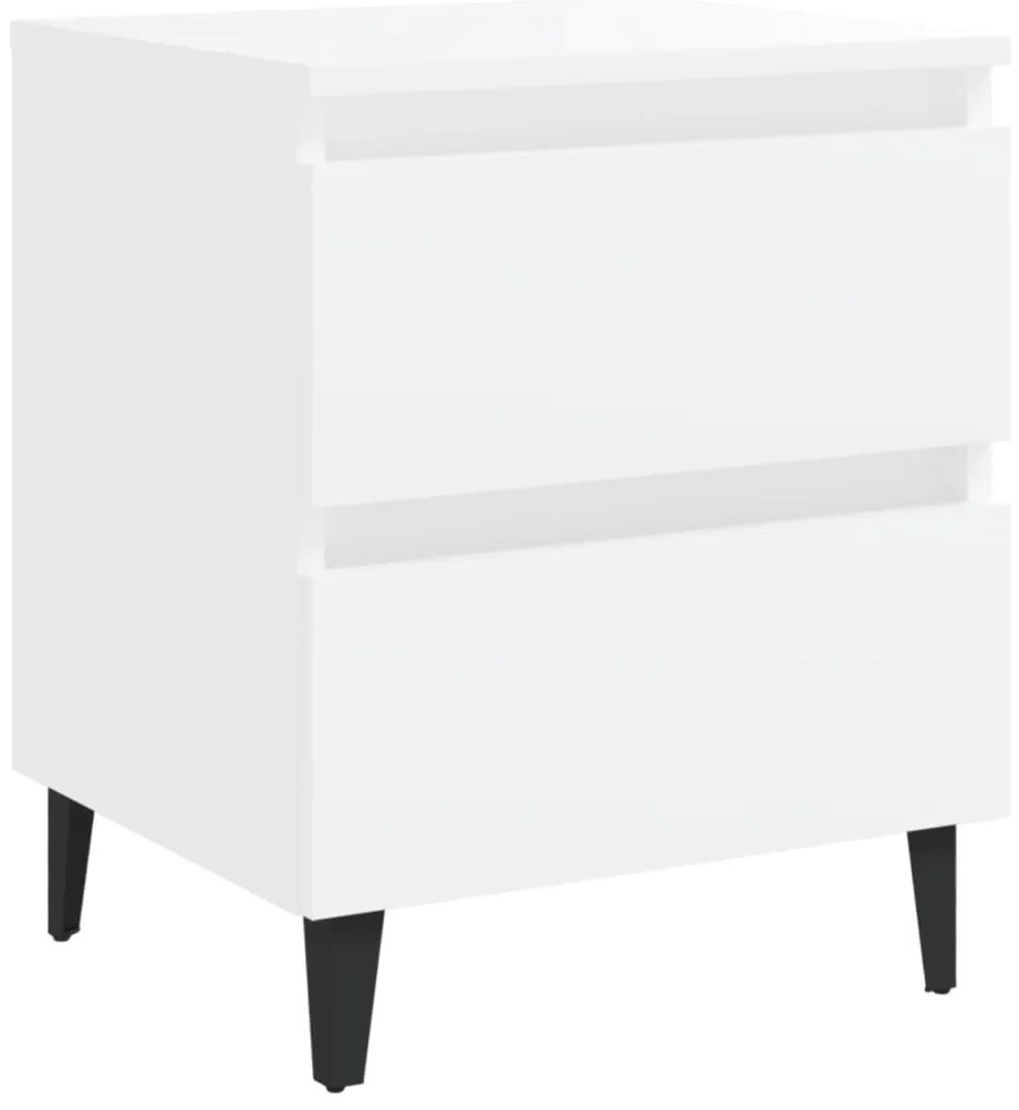vidaXL Κομοδίνα 2 τεμ. Λευκά 40 x 35 x 50 εκ. από Επεξ. Ξύλο