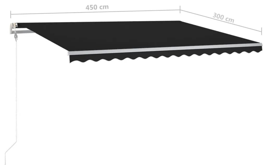 Τέντα Συρόμενη Χειροκίνητη με LED Ανθρακί 4,5x3 μ. - Ανθρακί