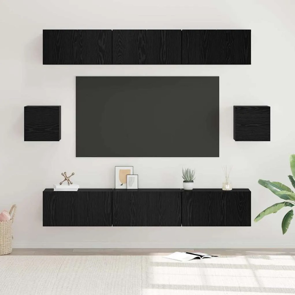 vidaXL Σετ επίπλου τηλεόρασης 8 pcs Μαύρη δρυς 60 x 30 x 30 cm