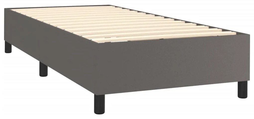 vidaXL Κρεβάτι Boxspring με Στρώμα Γκρι 80 x 200 εκ. Συνθετικό Δέρμα