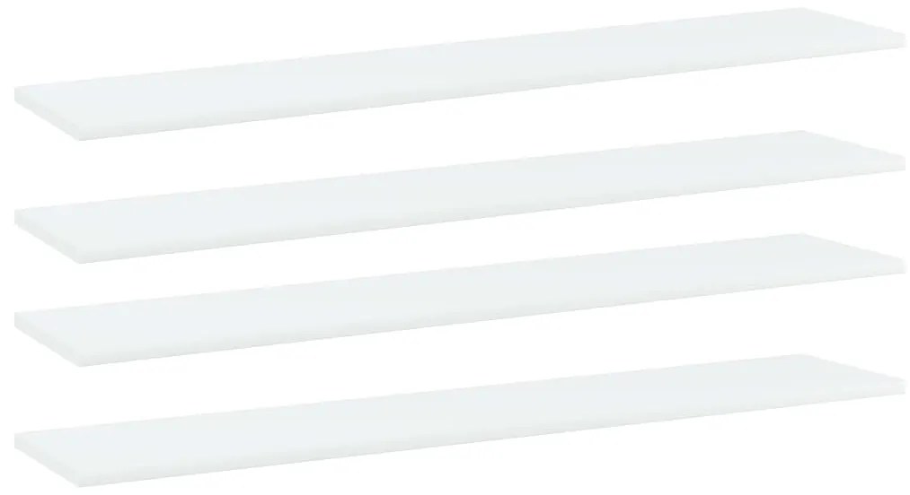 Ράφια Βιβλιοθήκης 4 τεμ. Λευκά 100x20x1,5 εκ. από Επεξ. Ξύλο