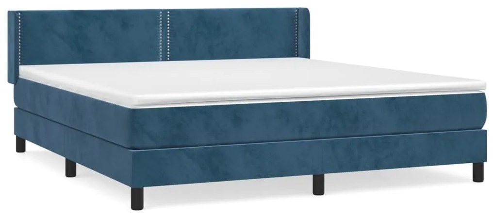 vidaXL Κρεβάτι Boxspring με Στρώμα Σκούρο Μπλε 180x200 εκ. Βελούδινο