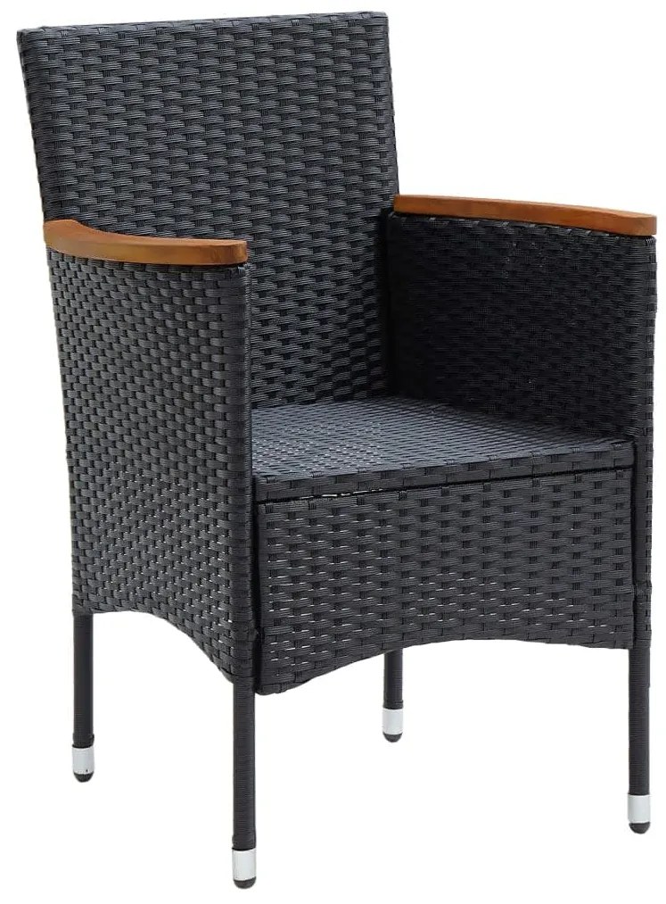 vidaXL Σετ Τραπεζαρίας Κήπου 9 τεμ. Μαύρο από Συνθ. Ρατάν με Μαξιλάρια