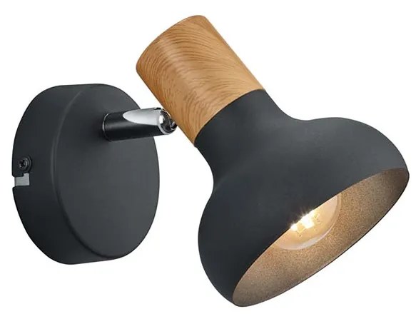 Σποτ RL Lighting Latika R81521032 Μαύρο με απομίμηση Ξύλο
