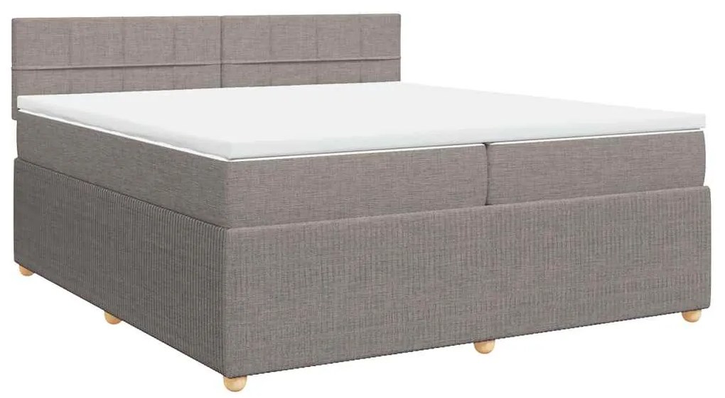 vidaXL Κρεβάτι Boxspring με Στρώμα Taupe 200x200 εκ. Υφασμάτινο