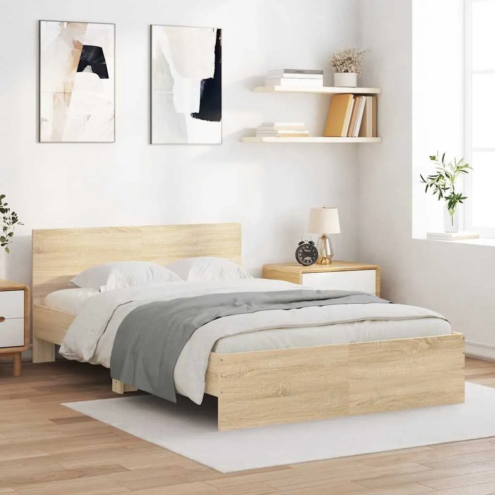 vidaXL Πλαίσιο Κρεβατιού με Κεφαλάρι Sonoma Δρυς 120x190 εκ.