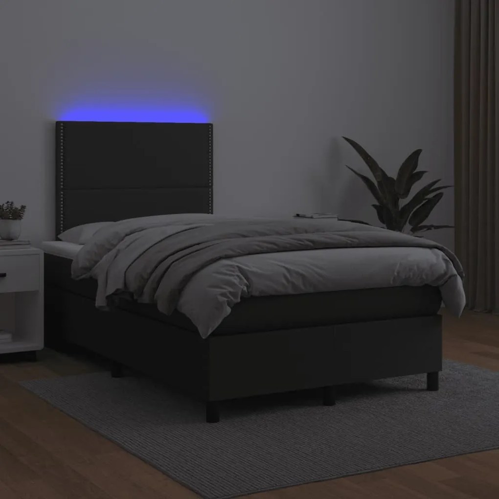 ΚΡΕΒΑΤΙ BOXSPRING ΜΕ ΣΤΡΩΜΑ&amp;LED ΜΑΥΡΟ 120X190ΕΚ.ΣΥΝΘΕΤΙΚΟ ΔΕΡΜΑ 3270287