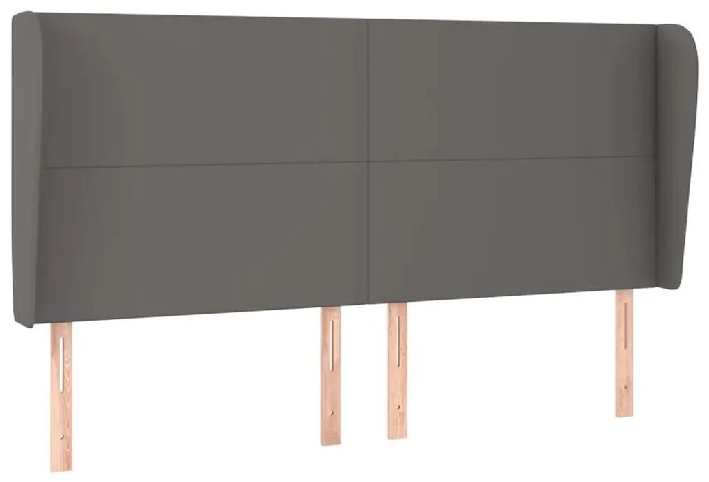 Κεφαλάρι με Πτερύγια Γκρι 163x23x118/128 εκ.Συνθετικό Δέρμα - Γκρι