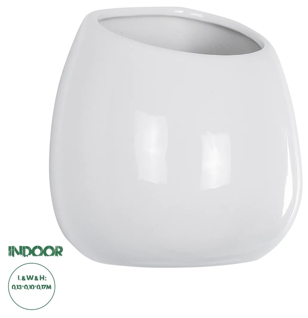 GloboStar® Artificial Garden GRENADA 20537 Διακοσμητικό Κεραμική Γλάστρα Λευκή Φ12 x Υ13