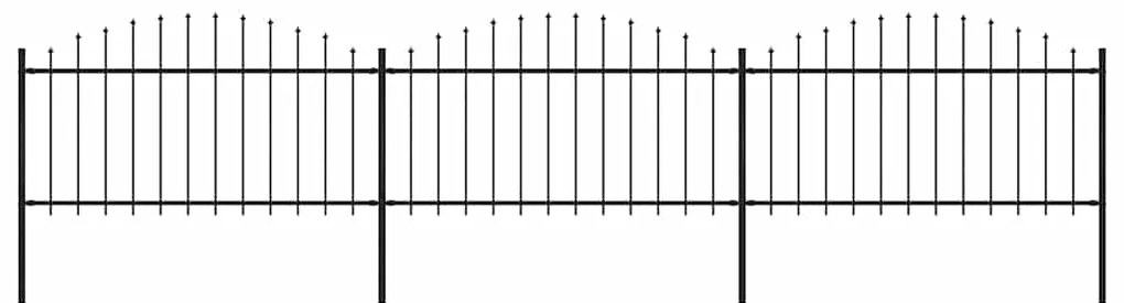 vidaXL Φράχτης Κήπου με Κορυφή Δόρυ Μαύρος Ατσάλινος 537 x 150 εκ.