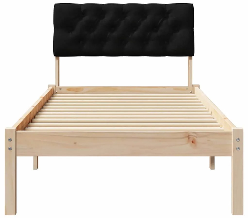 vidaXL Σκελετός Κρεβατιού Καφέ και μαύρο 80 x 200 cm Μασίφ ξύλο πεύκου