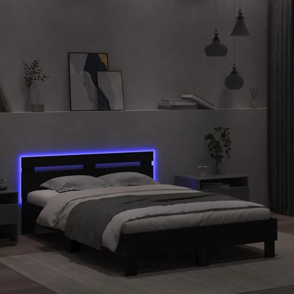 Πλαίσιο Κρεβατιού με Κεφαλάρι και LED Μαύρο 120 x 200 εκ. - Μαύρο
