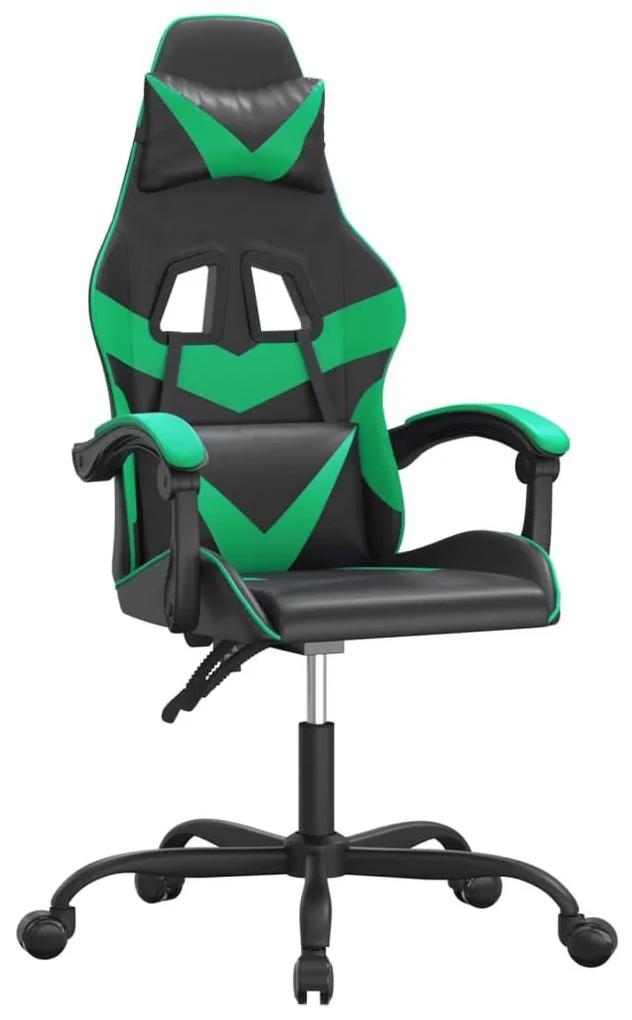 Καρέκλα Gaming Περιστρεφόμενη Μαύρη/Πράσινη από Συνθετικό Δέρμα - Πράσινο