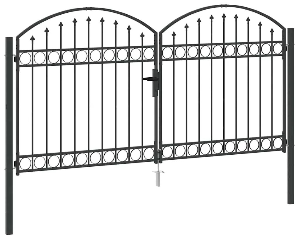 vidaXL Πύλη Φράχτη με κλειδαριά Γκρι 300 x 150 cm Ατσάλι