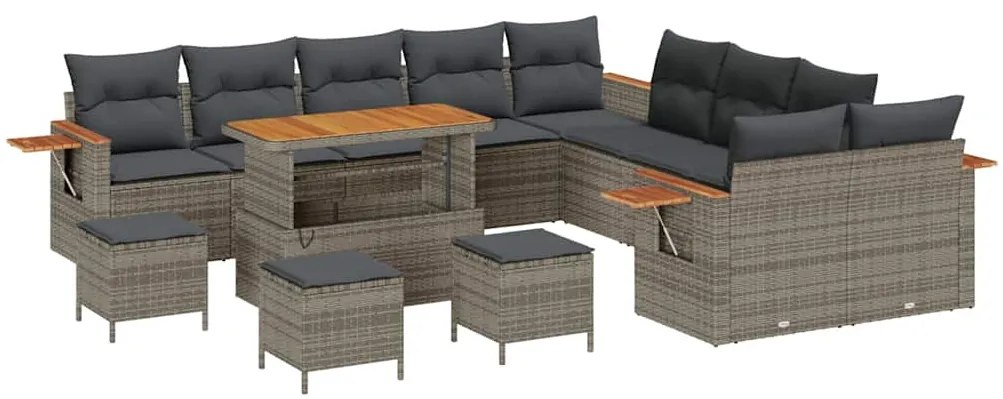 vidaXL Σετ Καναπέ Κήπου με μαξιλάρι 14 pcs Γκρι 110 x 55 x 71 εκ