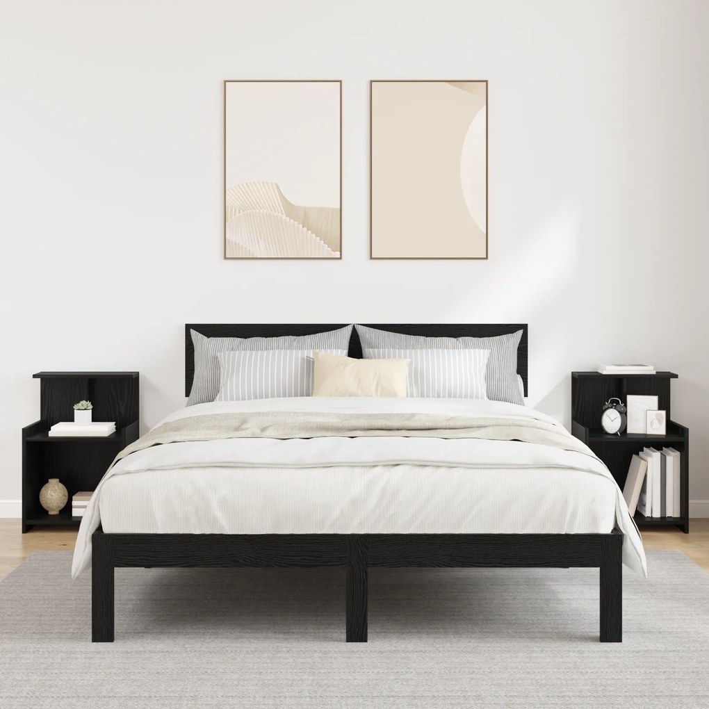 vidaXL κομοδίνα 2 τεμ Μαύρη Οξιά 40x35x60 εκ. Επεξεργασμένου Ξύλου