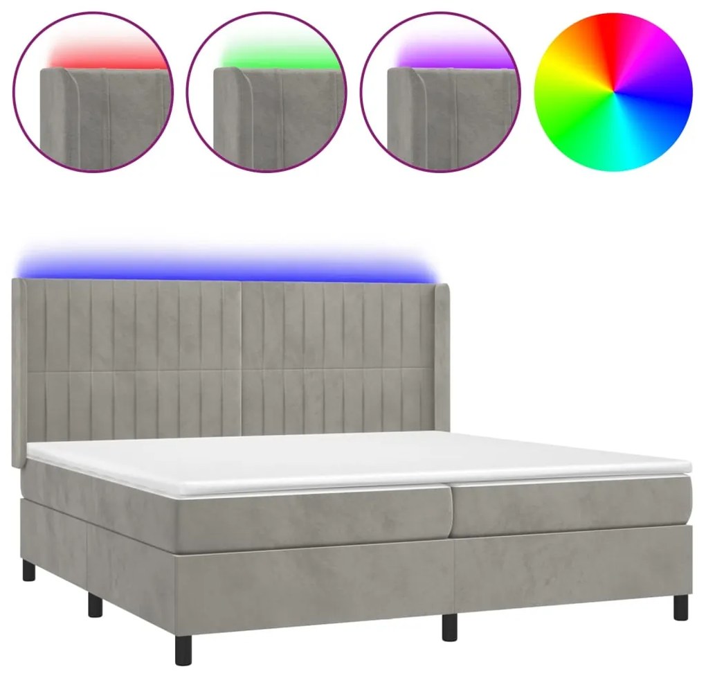 ΚΡΕΒΑΤΙ BOXSPRING ΜΕ ΣΤΡΩΜΑ &amp; LED ΑΝ.ΓΚΡΙ 200X200 ΕΚ. ΒΕΛΟΥΔΙΝΟ 3139703