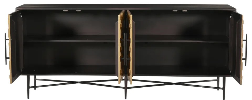 RITZ ΜΠΟΥΦΕΣ 4ΠΟΡΤΕΣ ΜΑΥΡΟ ΧΡΥΣΟ ΜΑΤ 180x45xH76cm - 05-0587