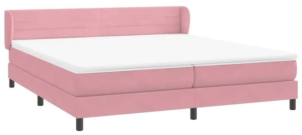 Box Spring κρεβάτι με στρώματα ροζ 180x210 cm Βελούδινο - Ροζ