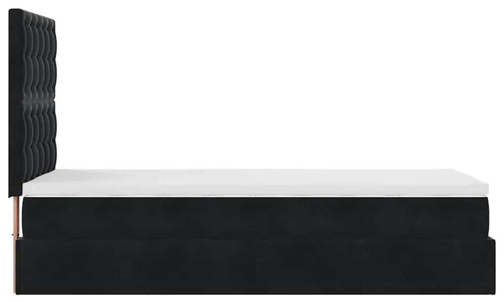 Οθωμανικό κρεβάτι με στρώματα &amp; LEDs Μαύρο 80x200cm Velvet 3314428