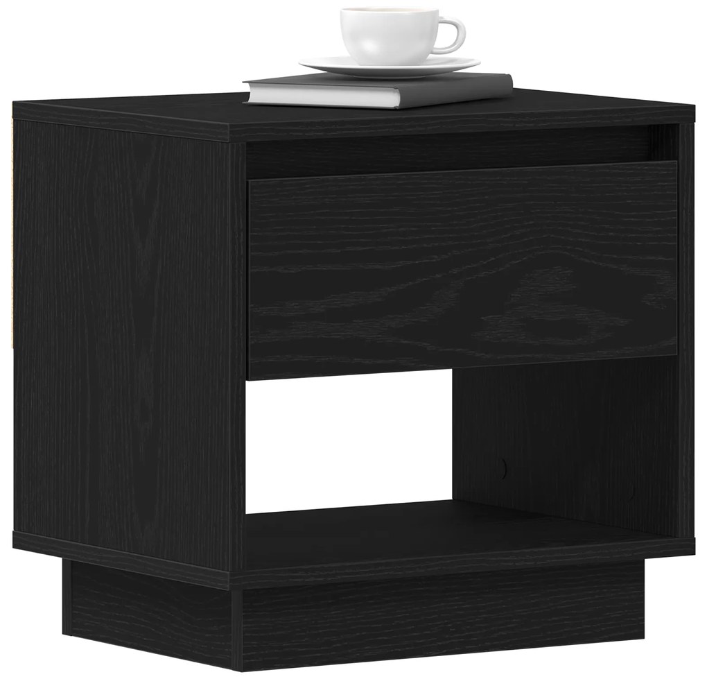 vidaXL Κομοδίνο Μαύρο Δρυς 45x34x48 εκ Επεξεργασμένο Ξύλο