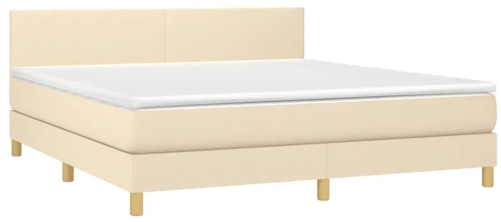 vidaXL Κρεβάτι Boxspring με Στρώμα Κρεμ 180x200 εκ. Υφασμάτινο