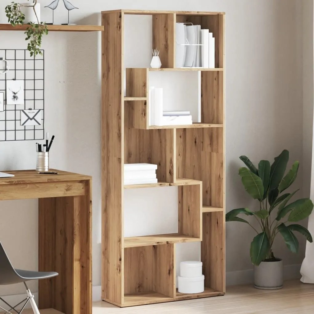 Βιβλιοθήκη Αρτισιανή Δρυς 67x24x161 εκ. Επεξ. Ξύλο - Καφέ