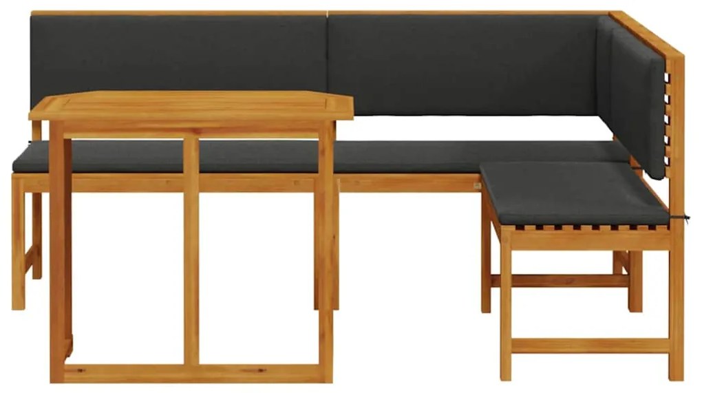 vidaXL Σετ Παγκάκι Κήπου 3 pcs Καφέ Στερεό Ξύλο Ακακίας