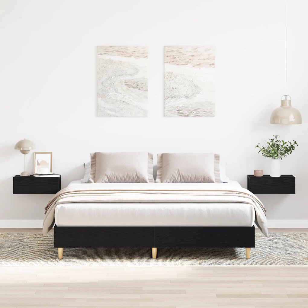 vidaXL Κρεβάτι Μαύρος Δρυός 140x200 εκ. από κατασκευασμένο ξύλο