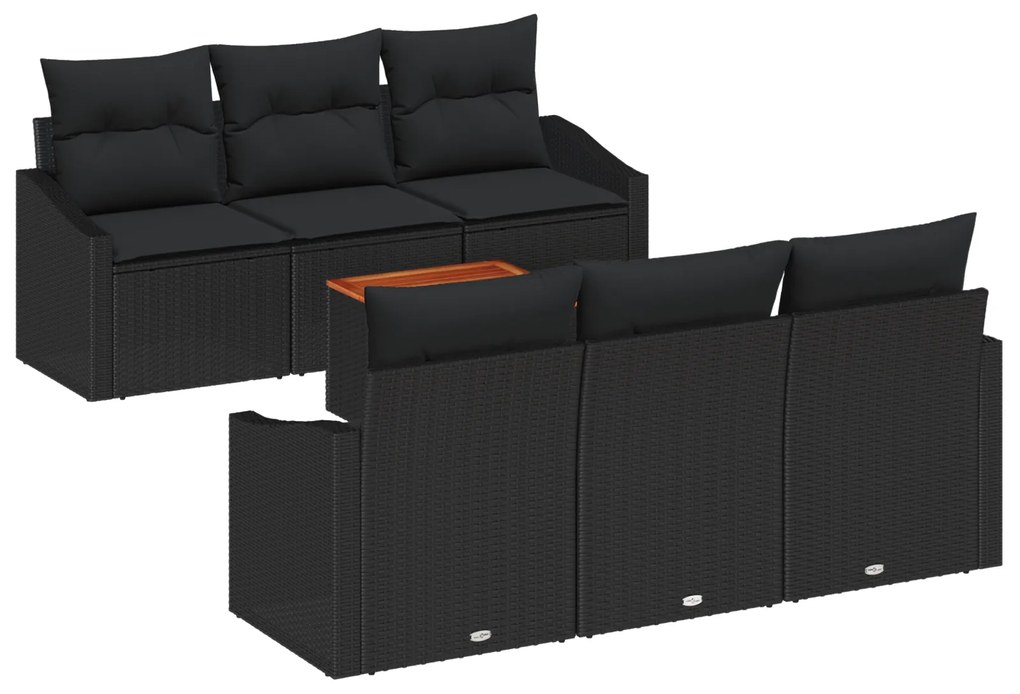vidaXL Σετ Καναπέ Κήπου 7 pcs Μαύρο 55 x 55 x 37 εκ