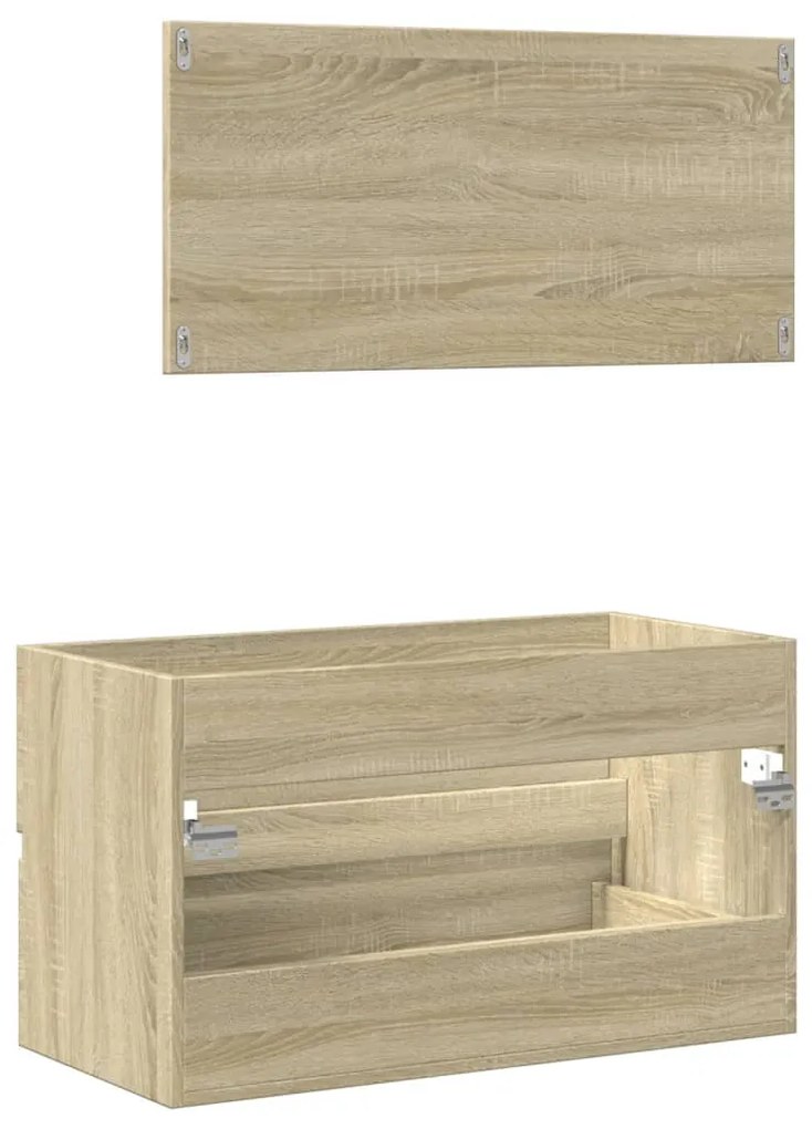 Ντουλάπι Μπάνιου με Καθρέφτη Sonoma δρυς 80x38,5x45 εκ. - Καφέ