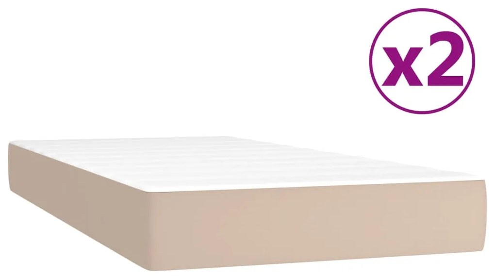 Κρεβάτι Boxspring με Στρώμα Καπουτσίνο 200x200εκ.από Συνθ.Δέρμα - Καφέ