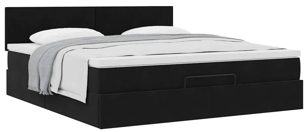 vidaXL Οθωμανικό κρεβάτι με στρώμα Μαύρο 160x200cm Velvet