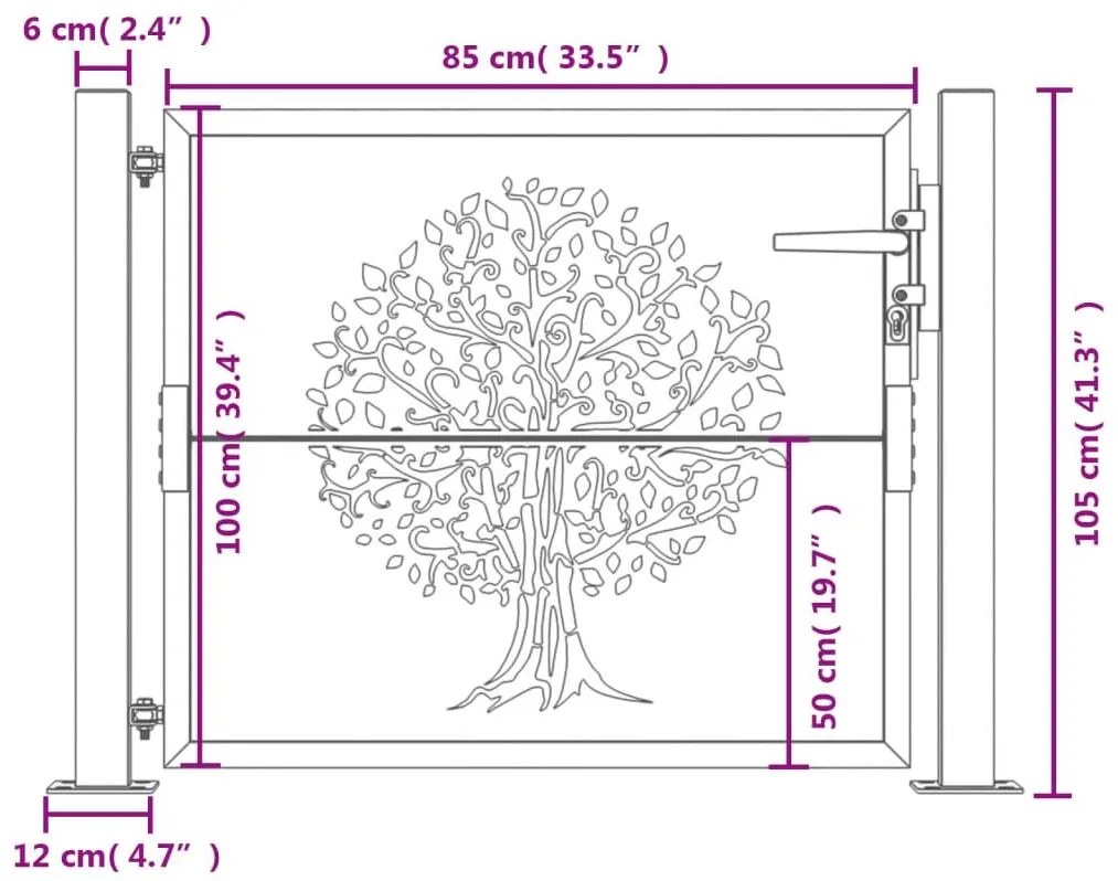Πύλη Κήπου Σχέδιο Δέντρο Ανθρακί 105 x 105 εκ. Ατσάλινη - Ανθρακί