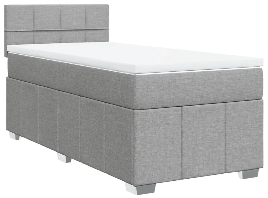 Κρεβάτι Boxspring με Στρώμα Ανοιχτό Γκρι 100x200 εκ. Υφασμάτινο - Γκρι