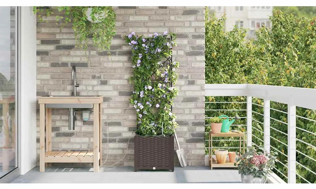 vidaXL Ζαρντινιέρες κήπου Καφέ 40 x 40 x 142 cm Ατσάλι