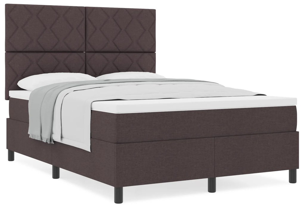 vidaXL Κρεβάτι με Στρώμα Καφέ 140x200 cm Υφασμάτινο