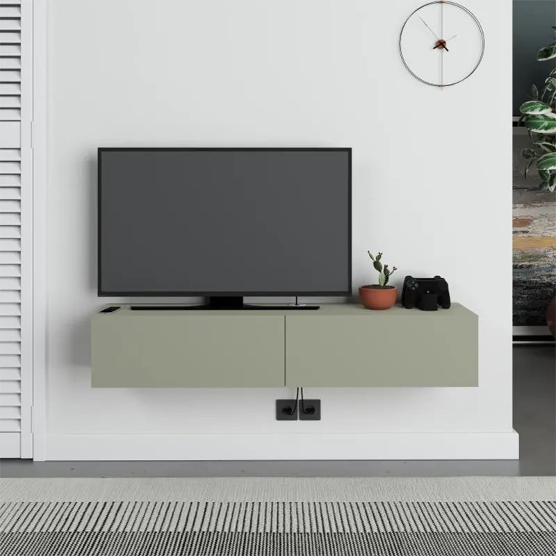 Έπιπλο τηλεόρασης επιτοίχιο Francy Megapap χρώμα ash green 135x31,7x25εκ.