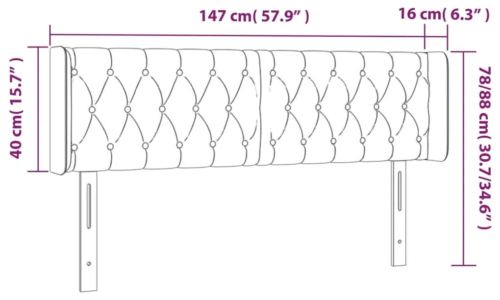 vidaXL Κεφαλάρι Κρεβατιού LED Ανοιχτό Γκρι 147x16x78/88 εκ. Βελούδινο