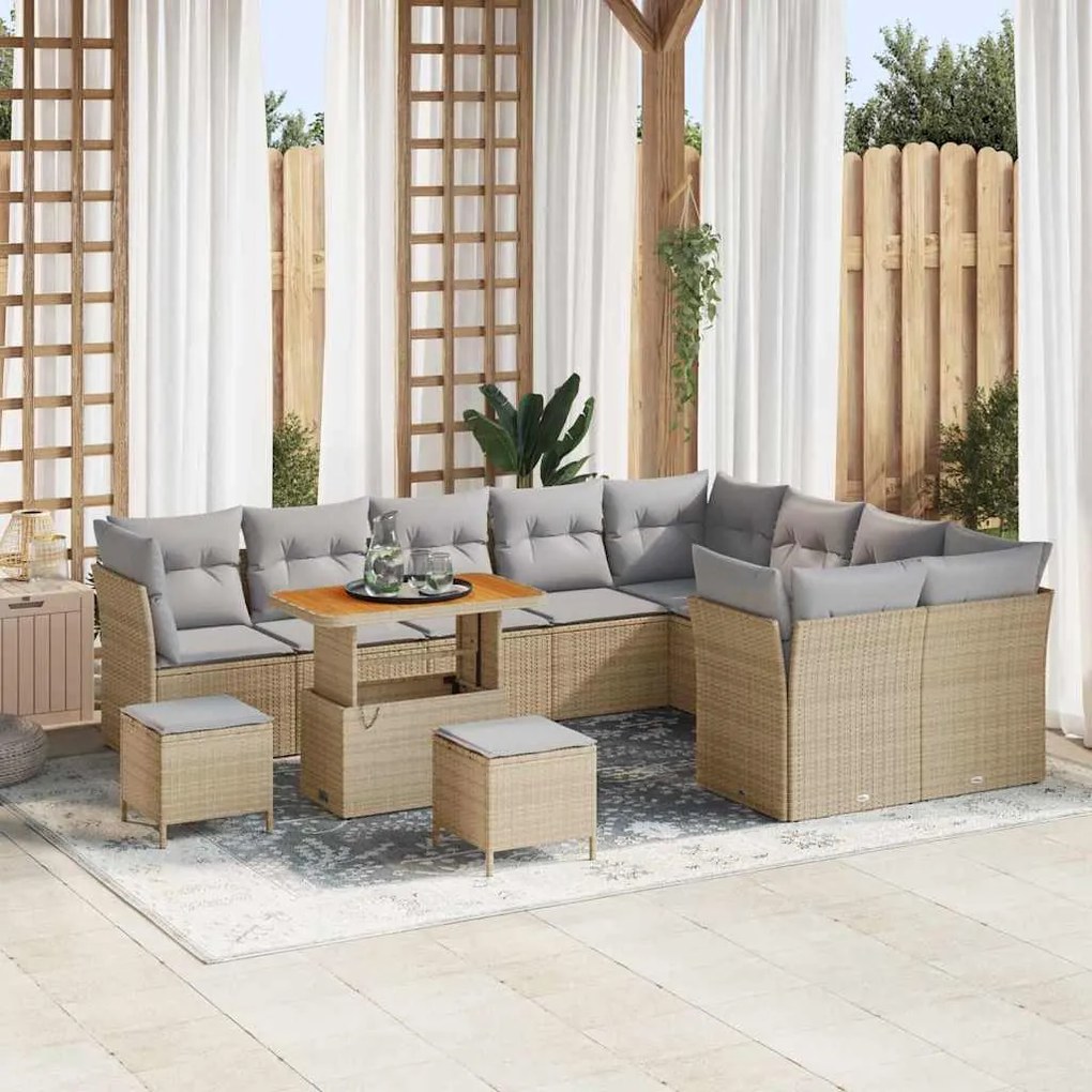 vidaXL Σετ Καναπέ Κήπου 12 pcs μπεζ και ανοιχτό γκρι 90 x 55 x 71 cm