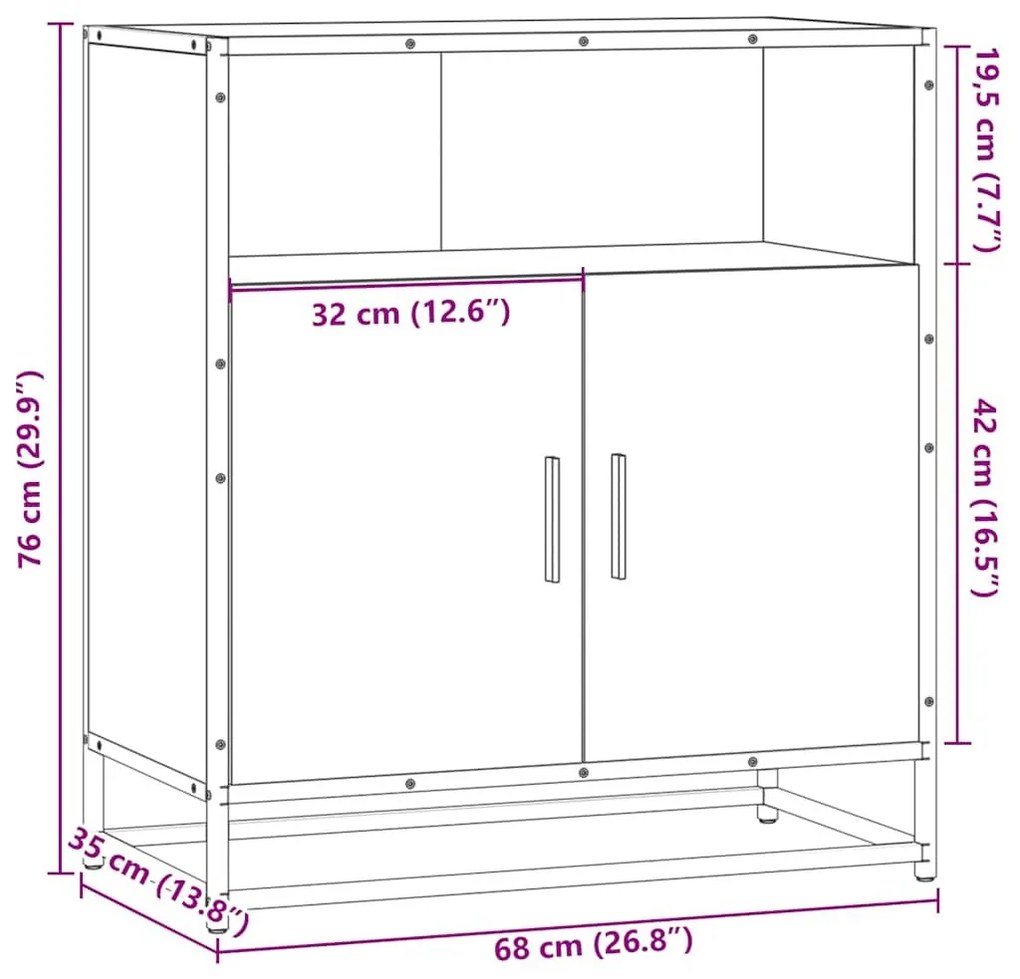 Συρταριέρα καφέ δρυς 68x35x76 cm Κατασκευασμένο ξύλο - Καφέ